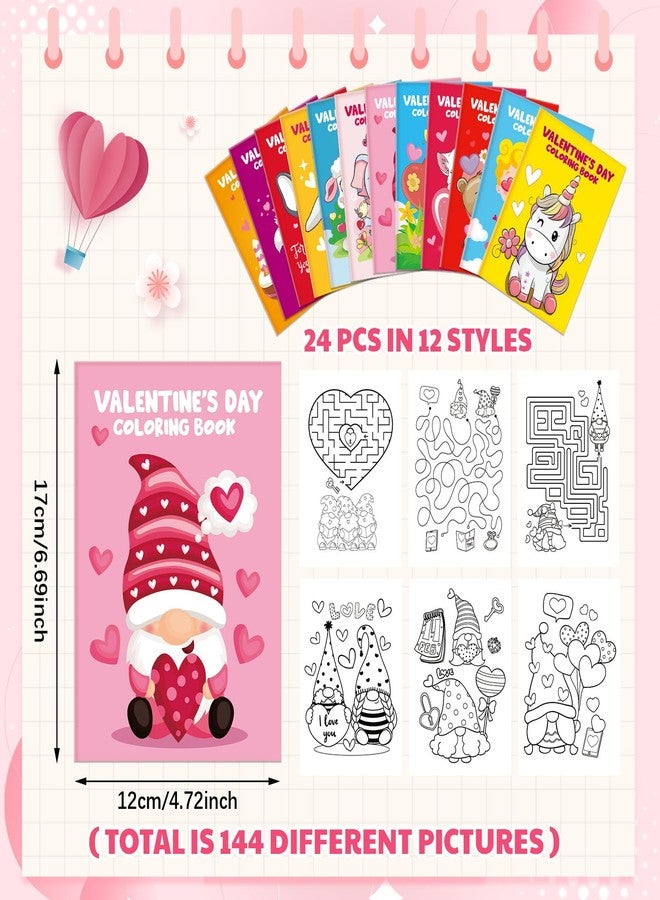 ReliThick 24 Set Valentine‘S Day Coloring Books for Kids and Stacking Crayons Mini DIY Coloring Book Valentine Theme Goodie Bags Stuffers for School Classroom Activity Supplies Kids Party Favors Gifts - Image 2